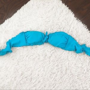 Victoria's Secret Strapless blue ruffle swim top